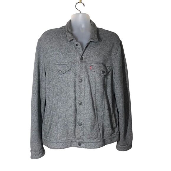 Levis Commuter Trucker Mens Size XXL Gray Snap Front Pockets Coat Casual Biggy‎ - Picture 6 of 9